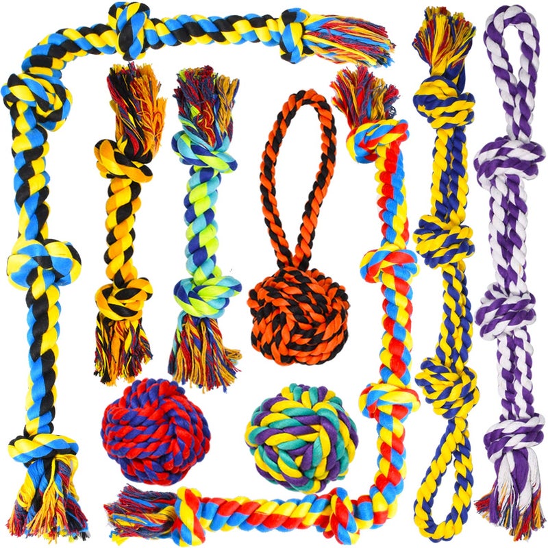 SHARLOVY Large Tough Chew Toys for Aggressive Chewers Large Breed,Heavy Duty Dental Rope Toys Kit for Medium Dogs,5 Knots Indestructible Cotton Puppy Teething Chew Tug Toy Set of 9 - Image 1